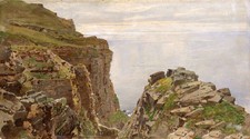 Oil painting william Bradford - American  St. John’s Head, Hoy Orkneys canvas