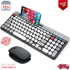 Wireless Rechargeable Bluetooth Keyboard and Mouse Combo with Phone Tablet Holde