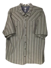 REI Shirt Men's XL Cotton Blend Striped Short Sleeve Button Up 