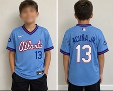 Ronald Acuna Jr #13 Atlanta Braves Blue City 2026  Kids Jersey YSM 8/9