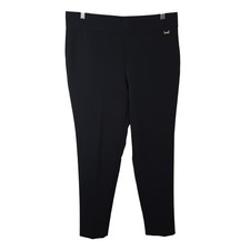 Anne Klein Womens Black Pull On Tapered Leg Dress Pants Size L High Rise Stretch