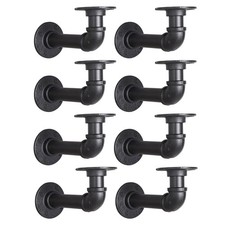 Industrial L Pipe Shelf Brackets for 8-16 in Depth Wood,Heavy-Duty 3/4" Iron,...