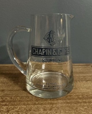 Chapin & Gore Bourbon Small Glass Pitcher Vintage RARE Find Unique Handle