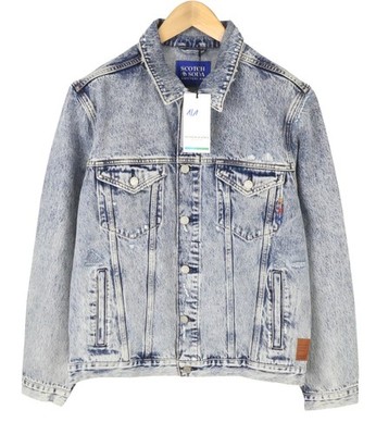 SCOTCH & SODA Herren Sakko M Blau Distress Faded Button-Up Trucker Denim *