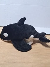 Hug Fun Killer Whale Orca Hand Puppet Plush Stuffed 10" Vintage