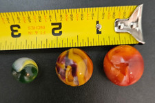 Vintage UV Reactive Marble Lot 3 Glass Marbles Cadmium Glow Peewee Shooter Swirl