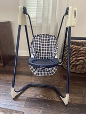 Graco 3 Speed Baby Swing Vtg Open Top Battery Powered Tested Works blue plaid