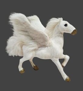 Pegasus Furry Animal Stand Figurine Mythical White Horse Small