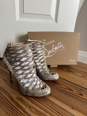 Christian Louboutin Pumps Size 37 Python Leather Beige/Gold Escarpins *EXCELLENT*