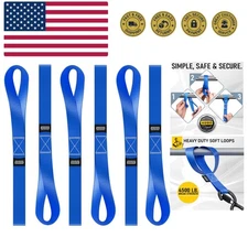 Soft Loop Tie Down Straps - 1,500 Load Capacity & 4,500 Lbs Breaking Strength...