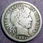 1901-O BARBER SILVER DIME ........MIN. BID .01 & NO RESERVE!