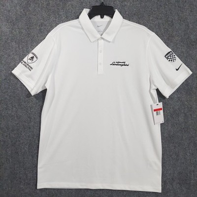Lamborghini Polo Shirt Mens Large White Philadelphia RDS Racing Nike Performance