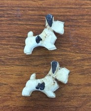 Pair Of Vintage Celluloid Carved Scottie Dog Prize Antique Trinket Cottage