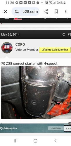 1970 Z28 Camaro Chevelle Corvette Nova 1108418 Restored Starter - Picture 11 of 14
