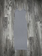 Gray Ribbed Knit V-Neck Strappy Bodycon Slip Midi Dress US 8