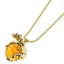 CARTIER  PANTHERE Citrin Tsavorite Garnet Diamond Necklace K18 Yellow Gold  ...