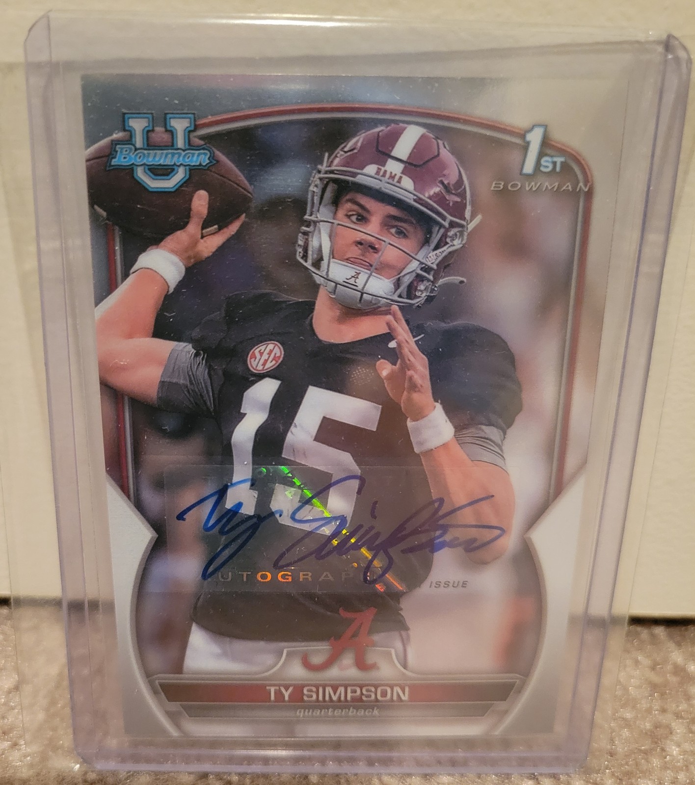 2022 Bowman U Chrome Ty Simpson RC Auto #80 Alabama Crimson Tide Free Ship In US