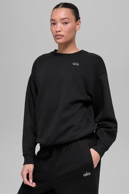 ALO Accolade Crew Neck Pullover Women's Sweatshirt Black Size S-XL