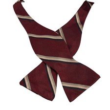 Robert Talbott Pure Silk Bow Tie Burgundy Stripe Mens Formal Neckwear