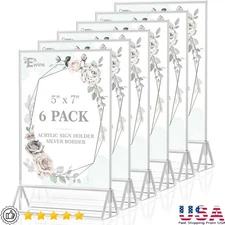 Clear Acrylic Double Sided Picture Frame Stand Displaying Photos Menus Brochures