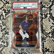 2023 BOWMAN CHROME SAPPHIRE JUAN BRITO ORANGE REFRACTOR PSA 10 /50