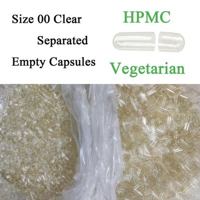 Size 00 Empty Capsules Separated 10,000 Count Clear Empty Vegan Vegetarian HPMC