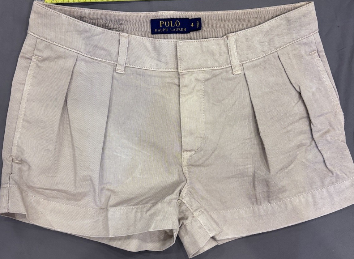 Polo Ralph Lauren Chino Cotton Pleated Beige Shorts Women's Size 4