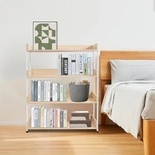 32.68*9.45*42.13in Oak Color Book Shelf, 4-tier Book Storage Rack For Study