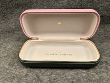 Kate Spade New York Eyeglass Case Clamshell Hard Shell Pink Green Glasses Holder