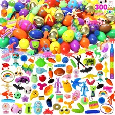 300 Pcs Prefilled Easter Eggs with Toys Inside,Easter Basket Stuffers,Non Can...