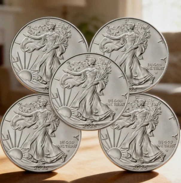 Lot of 5 U.S .999 2025 -1- 0 Z American Eagle C.0.i.n - Image 2 of 4