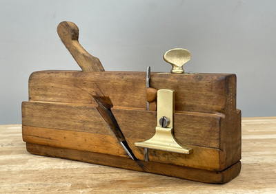 Vintage Holbrook Skew Moving Fillister Plane 1-1/4'' Eisen Tiefenanschlag Spur Werkzeug