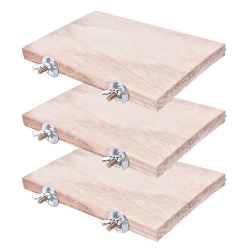 3Pcs Pet Parrot Bird Cage Perches Square Wooden Stand Platform Budgie Toys Bi