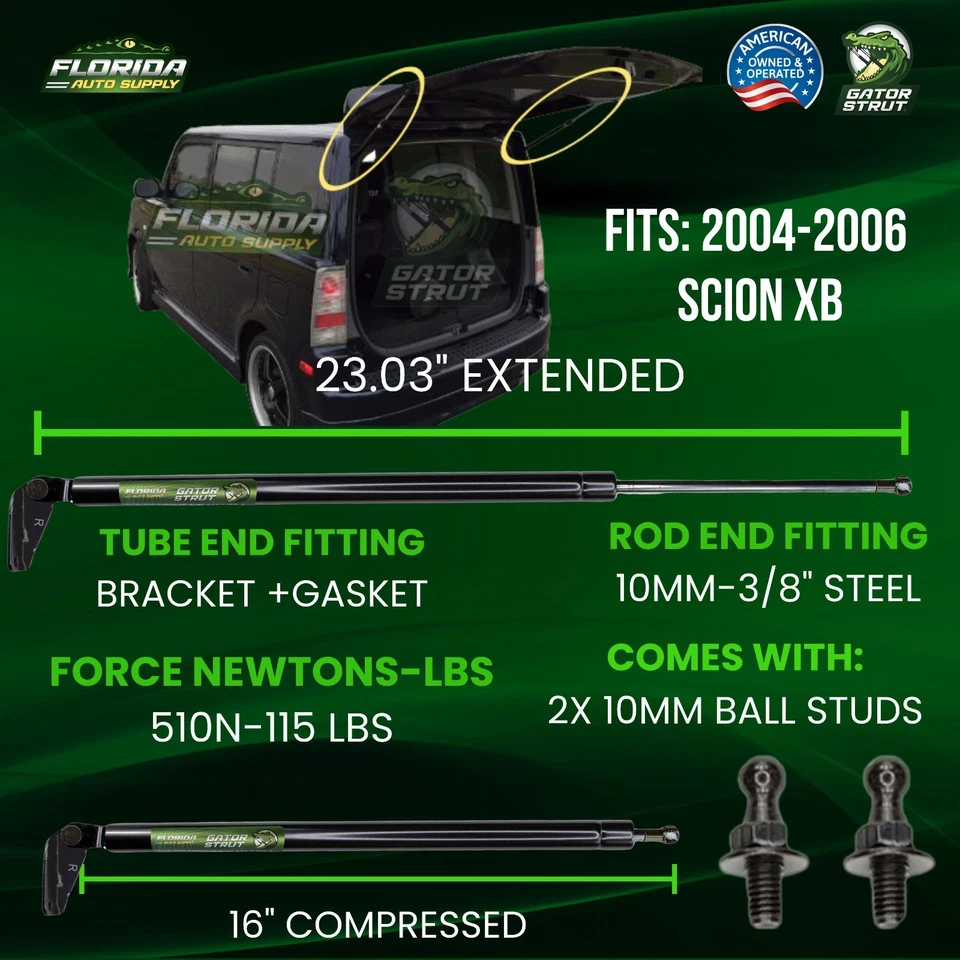 Two Rear Hatch Liftgate Gator Strut Lift Supports FAS-295 For 2004-2006 Scion xB - Image 2 of 4
