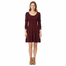 American Eagle Outfitters Knit Sweater A Line Dress Cotton Blend Maroon Size XS