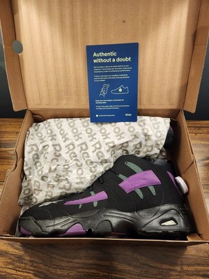Reebok The Rail Mid Top Lace Up Sneakers Black Purple Green V54958
