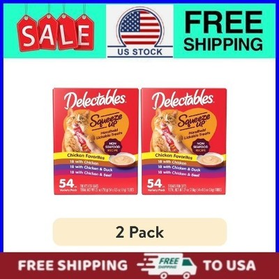 (2-Pack) Hartz Delectables Variety of Seafood-Free Moist, 0.5 oz Tube (54 Count)