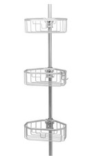 Zenna Home Tension Pole Corner Rust Resistant Shower Caddy in Satin Chrome