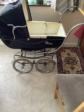 Market Coach Pram 1960 Black  White Leather Interior Fold Down Hood