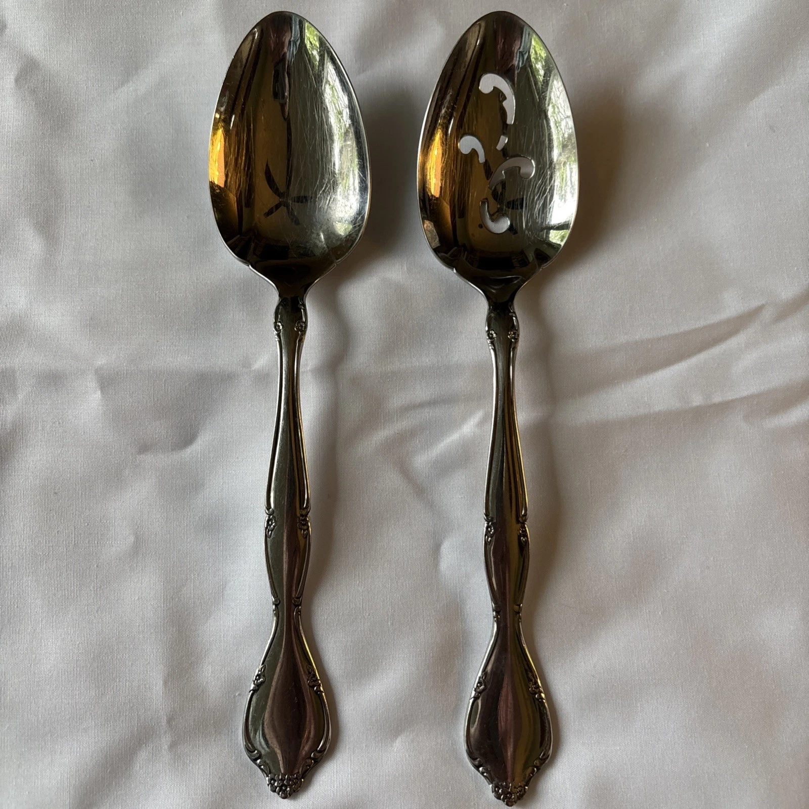 Set Of 2 Sears Roebuck Traditions Lakewood Stainless Flatware Serving Spoons