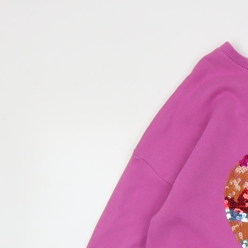 Next Girls Pink Sequin Heart Pullover Sweatshirt 11 Years - Picture 9 of 12