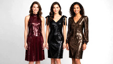 Pack of 3 Women’s Fancy Sequin Dresses Burgundy Black Bronze Evening Partywear
