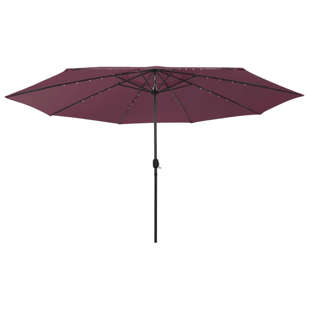 Parasol d'extérieur led grande taille 400 cm avec mât métallique stable bordeaux