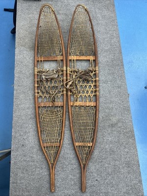 Vintage Snocraft Inc. Norway Maine U.S.A. Snow Shoes Leather Bindings Home Decor