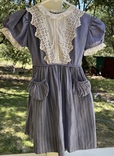 Vintage Girls Crispy Cotton School Dress 1950s USA Sz 6-8 See Measurements