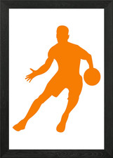 silhouettes basketball Framed Wall Art Poster Canvas Print Picture