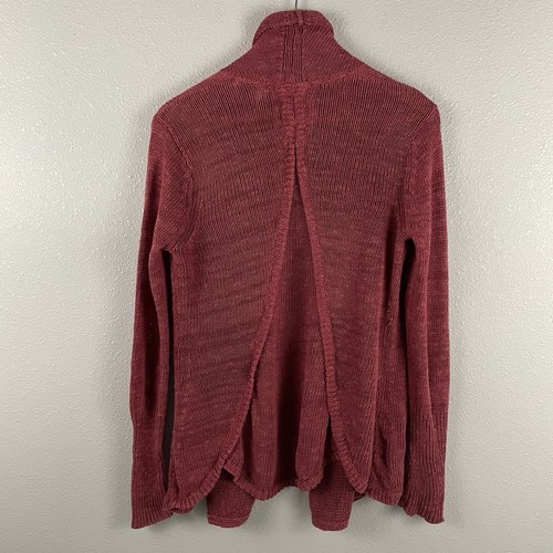 Angel Of The North Womens M Dark Pink Open Knit Cardigan Linen Blend - Picture 6 of 6