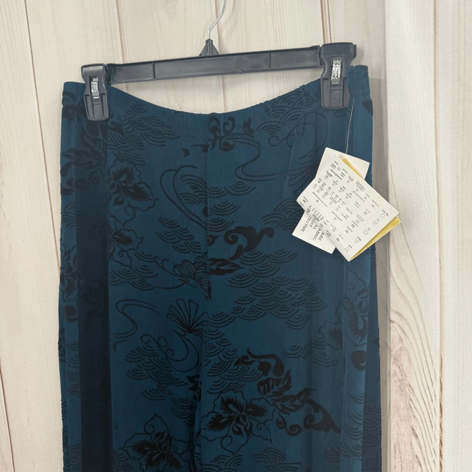 Pantalones ajustados elásticos QVC CitiKnits para mujer medianos azules verdes de terciopelo nuevos Foto 2 de 4
