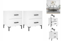 Nachttische2Er Set Weiß 40X35X47,5 Cm Holz Nachtkonsole Nachtschrank