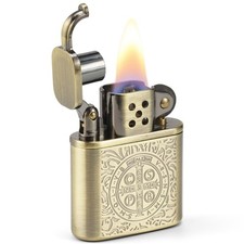 Constantine Lighter, Carved Vintage Heavy Armor Style Gold Petrol Kerosene St...